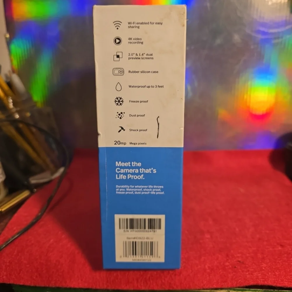 033026 Polaroid ID922 Blue Streaming Cam Digital Action Waterproof Camera 4K Wif